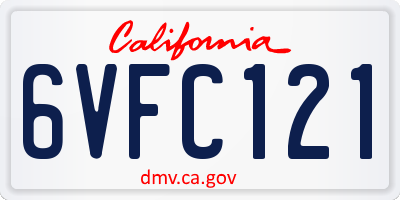 CA license plate 6VFC121