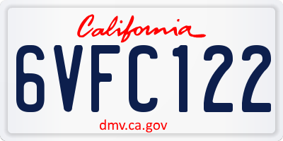 CA license plate 6VFC122