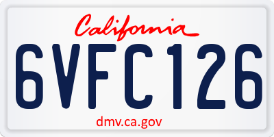 CA license plate 6VFC126