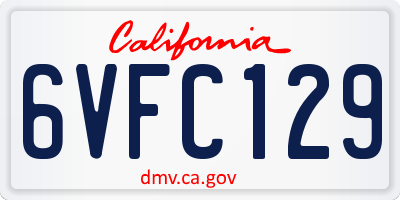 CA license plate 6VFC129
