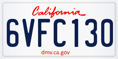 CA license plate 6VFC130