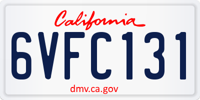 CA license plate 6VFC131