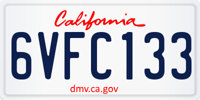 CA license plate 6VFC133