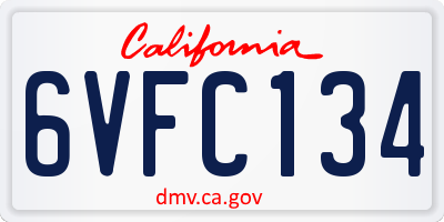 CA license plate 6VFC134