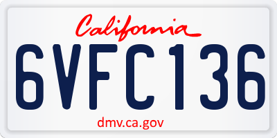 CA license plate 6VFC136