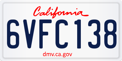 CA license plate 6VFC138