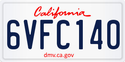 CA license plate 6VFC140