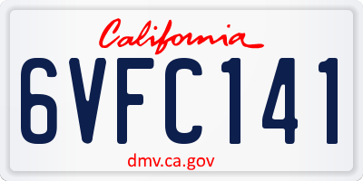 CA license plate 6VFC141