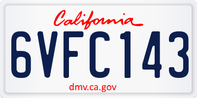 CA license plate 6VFC143
