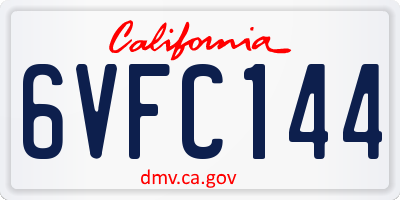 CA license plate 6VFC144