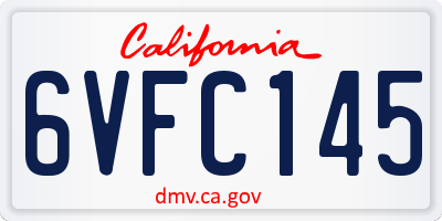 CA license plate 6VFC145