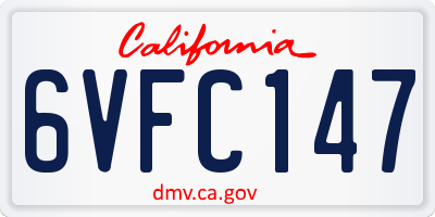 CA license plate 6VFC147