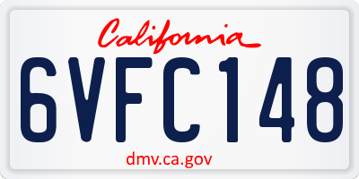 CA license plate 6VFC148
