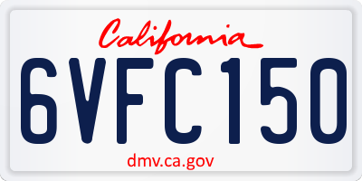 CA license plate 6VFC150
