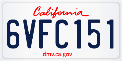 CA license plate 6VFC151