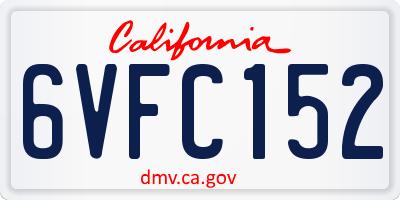 CA license plate 6VFC152