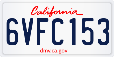 CA license plate 6VFC153
