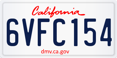 CA license plate 6VFC154