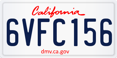 CA license plate 6VFC156