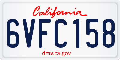 CA license plate 6VFC158