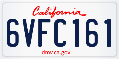 CA license plate 6VFC161