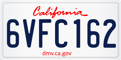 CA license plate 6VFC162