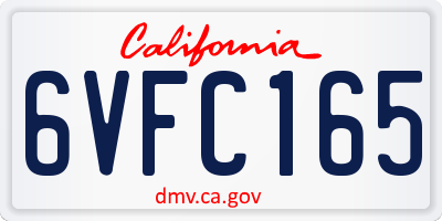 CA license plate 6VFC165