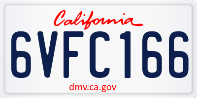 CA license plate 6VFC166