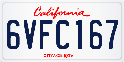 CA license plate 6VFC167