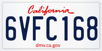 CA license plate 6VFC168