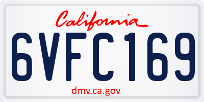 CA license plate 6VFC169
