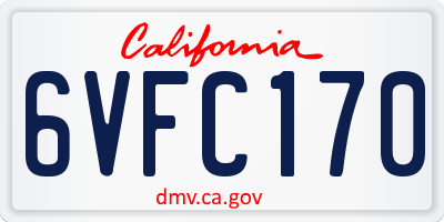 CA license plate 6VFC170