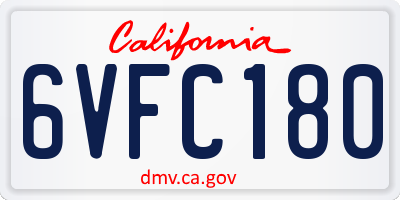 CA license plate 6VFC180