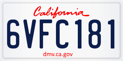 CA license plate 6VFC181