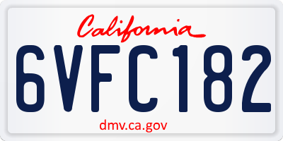 CA license plate 6VFC182