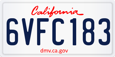 CA license plate 6VFC183