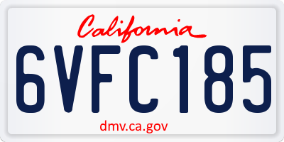 CA license plate 6VFC185
