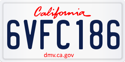 CA license plate 6VFC186