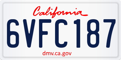 CA license plate 6VFC187