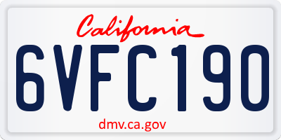 CA license plate 6VFC190