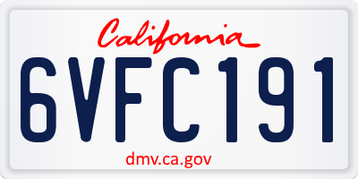 CA license plate 6VFC191