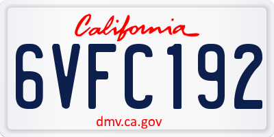 CA license plate 6VFC192