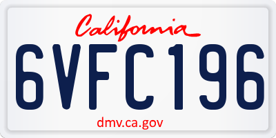 CA license plate 6VFC196