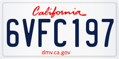 CA license plate 6VFC197