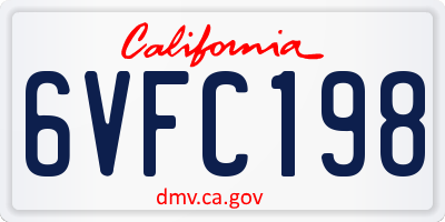 CA license plate 6VFC198