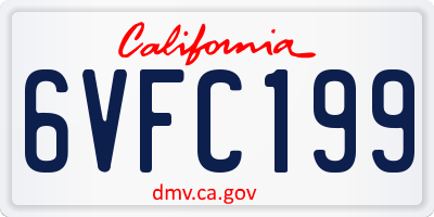 CA license plate 6VFC199