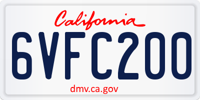 CA license plate 6VFC200