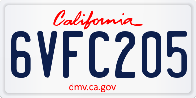 CA license plate 6VFC205