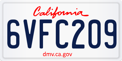 CA license plate 6VFC209