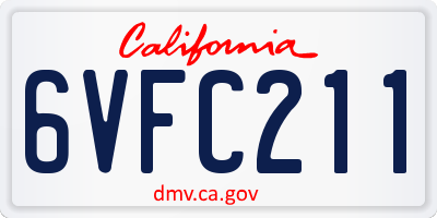 CA license plate 6VFC211